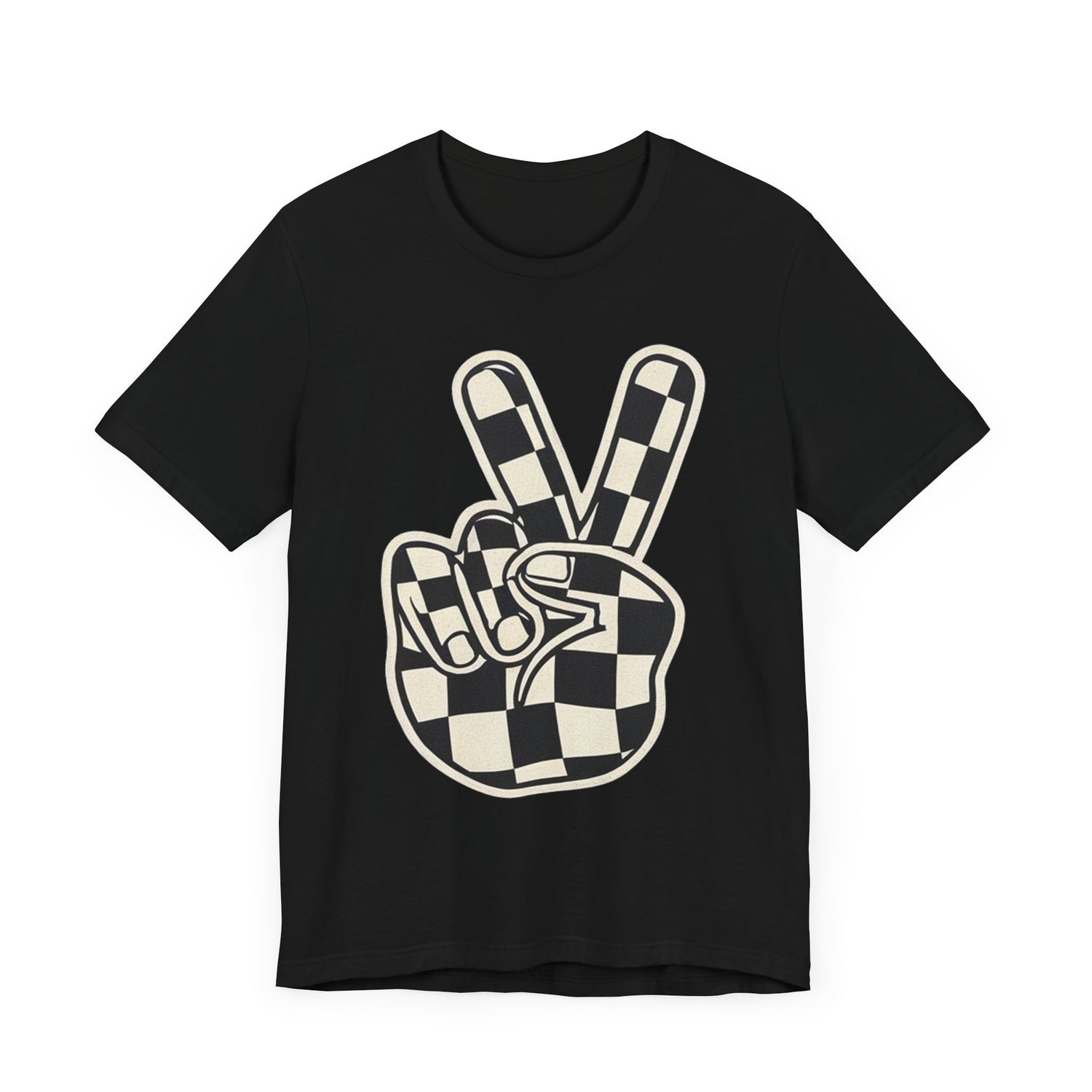 checkered peace sign Sleeve Tee