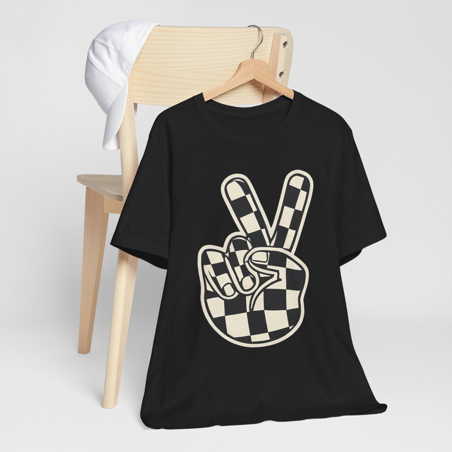 checkered peace sign Sleeve Tee