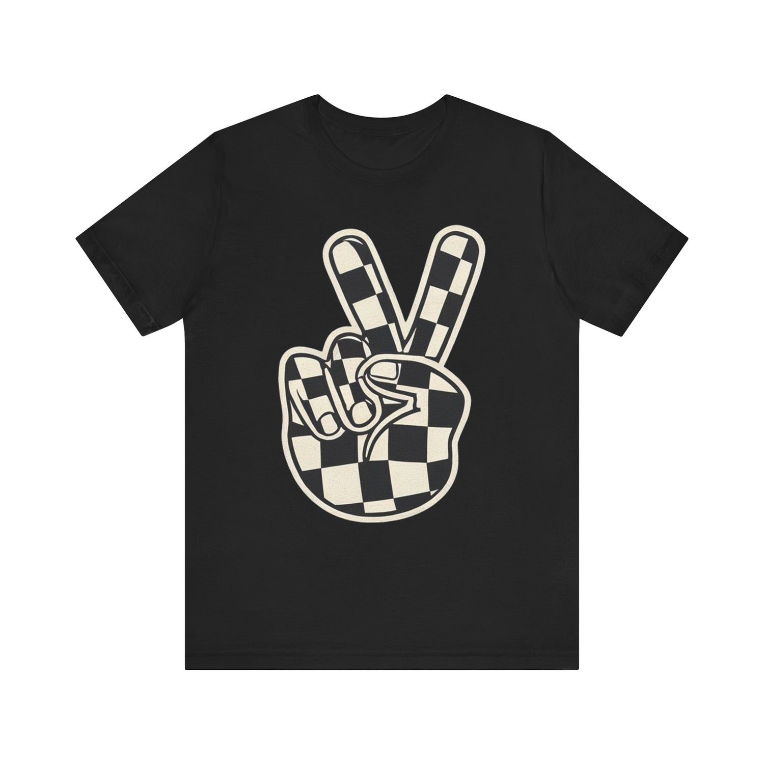 checkered peace sign Sleeve Tee