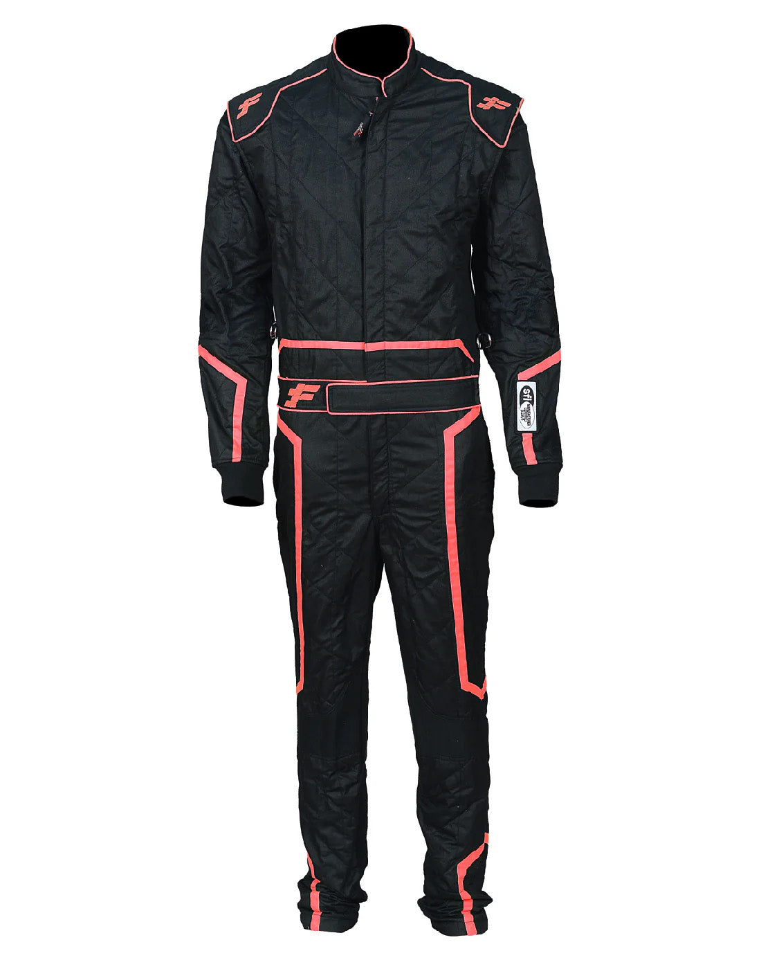 FG Blaze SFI-1 1-Piece Racing Suit Black Red Front - FervoGear SFI-1 Nomex Racing Suit