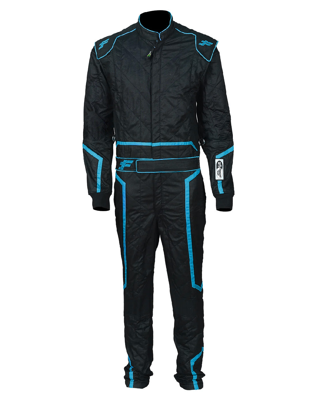 FG Cobra SFI-5 1-Piece Racing Suit Flo Blue Front - FervoGear SFI-5 Nomex Racing Suit