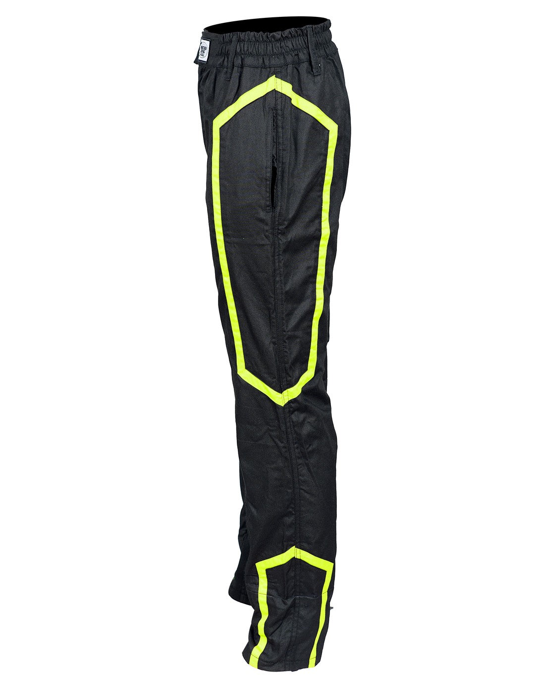 FG Phoenix Double Layer Team Suit Flo Yellow Pants Side View - FervoGear SFI-5 Nomex Racing Suit