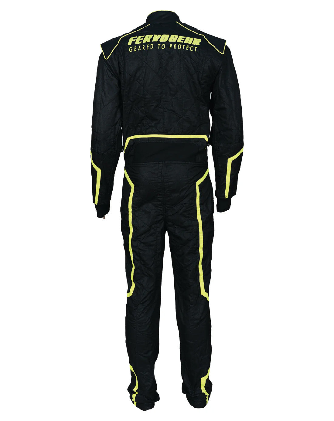 FG Pulse SFI-1 1-Piece Racing Suit Flo Yellow Back - FervoGear SFI-1 Nomex Racing Suit