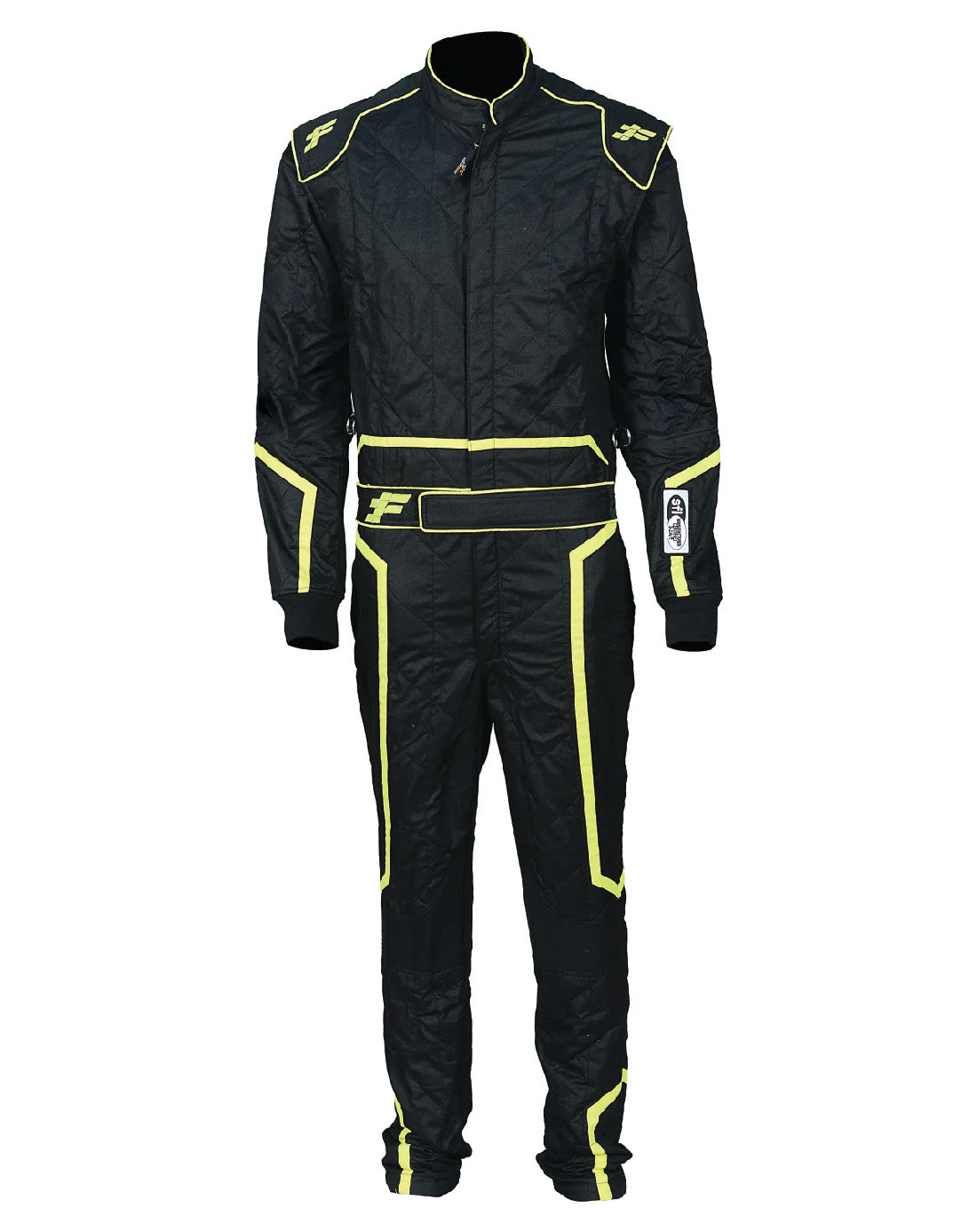 FG Pulse SFI-1 1-Piece Racing Suit Flo Yellow Front - FervoGear SFI-1 Nomex Racing Suit