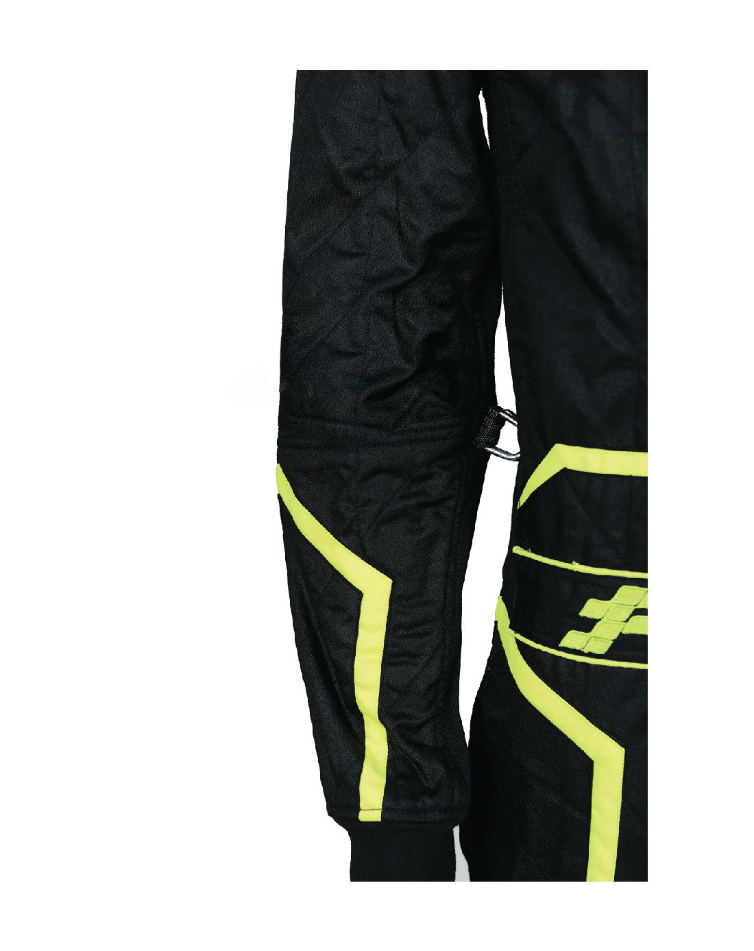 FG Pulse SFI-1 1-Piece Racing Suit Flo Yellow Lower Body Detail - FervoGear SFI-1 Nomex Racing Suit