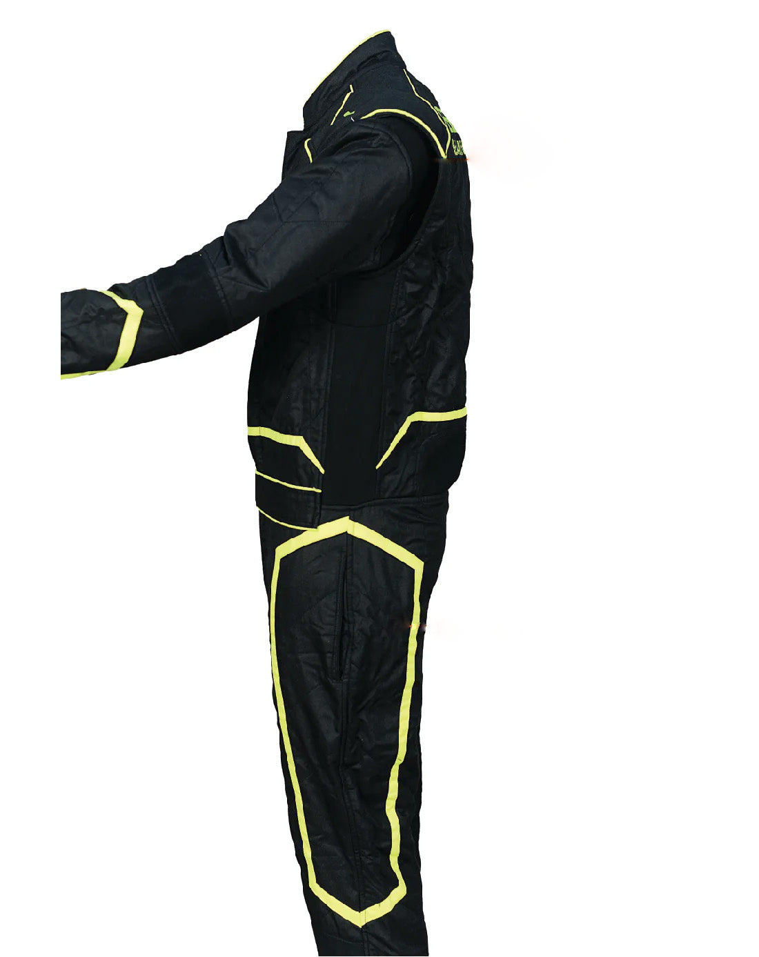 FG Pulse SFI-1 1-Piece Racing Suit Flo Yellow Side - FervoGear SFI-1 Nomex Racing Suit