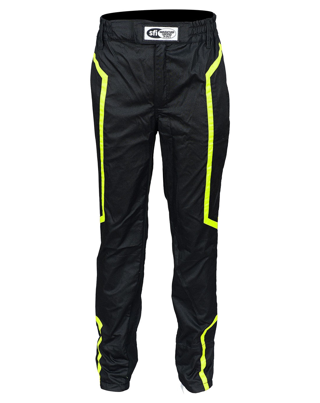 FG Pulse Single Layer Team Suit Flo Yellow Pants Front View - FervoGear SFI-1 Nomex Racing Suit