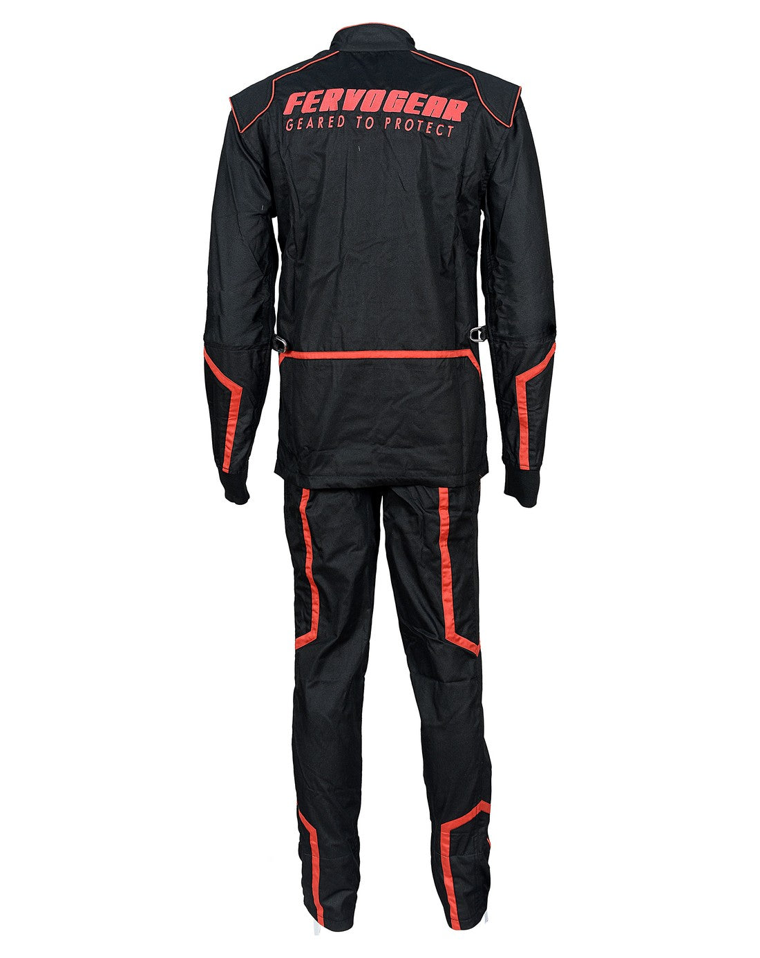 FG Raptor Double Layer Racing Suit Black Red Full Suit Back View - FervoGear SFI-5 Nomex Racing Suit