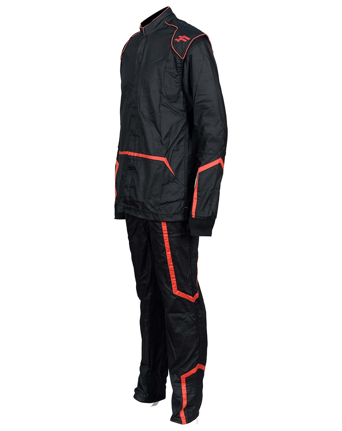 FG Raptor Double Layer Racing Suit Black Red Full Suit Side View - FervoGear SFI-5 Nomex Racing Suit