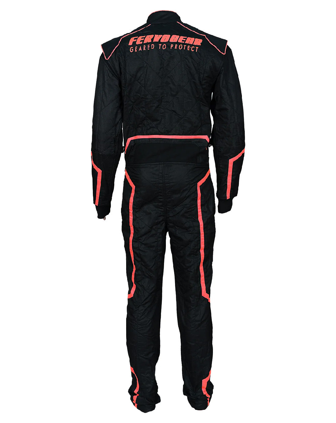 FG Raptor SFI-5 1-Piece Racing Suit Black Red Back - FervoGear SFI-5 Nomex Racing Suit