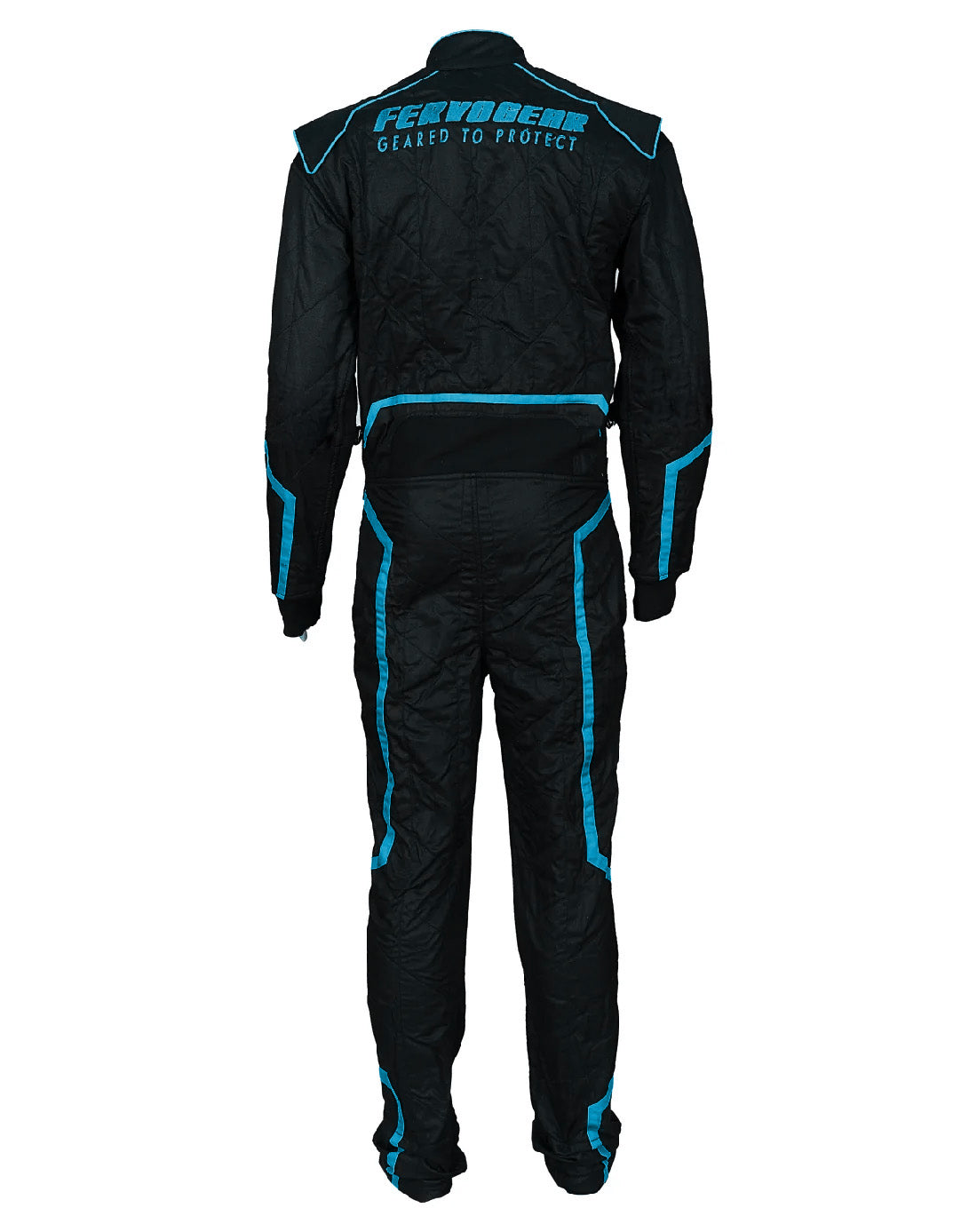 FG Thunder SFI-1 1-Piece Racing Suit Flo Blue Back - FervoGear SFI-1 Nomex Racing Suit