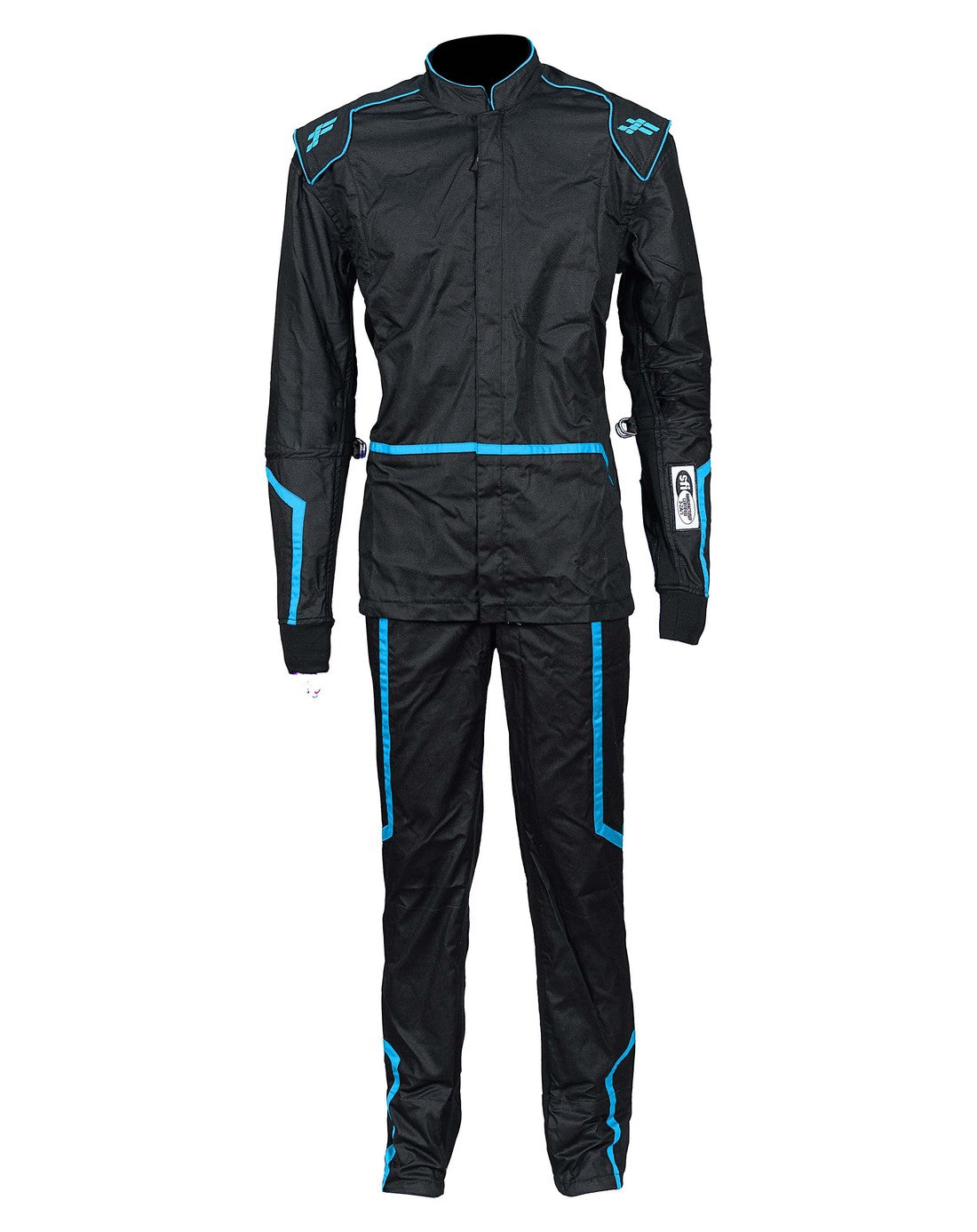 FG Thunder Single Layer Driver Suit Flo Blue Full Suit Front View - FervoGear SFI-1 Nomex Racing Suit