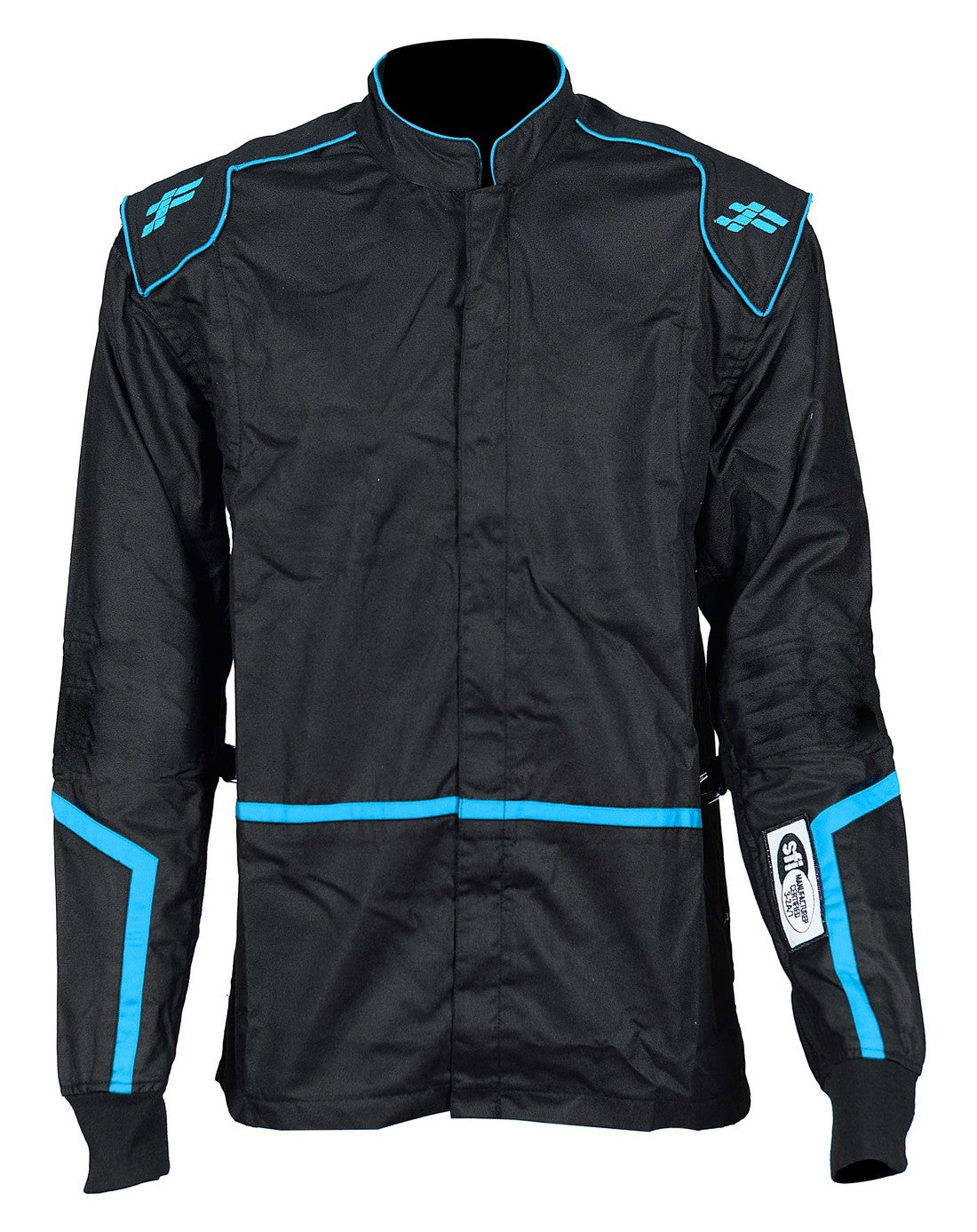 FG Thunder Single Layer Driver Suit Flo Blue Jacket Front View - FervoGear SFI-1 Nomex Racing Suit